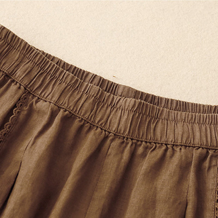 Buddha Stones夏用 カエルボタン レース ハイウエスト レディース コットンリネン パンツ ポケット付き - image 14