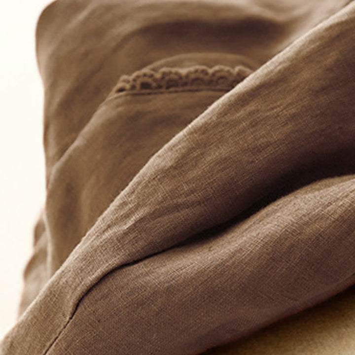 Buddha Stones夏用 カエルボタン レース ハイウエスト レディース コットンリネン パンツ ポケット付き - image 16