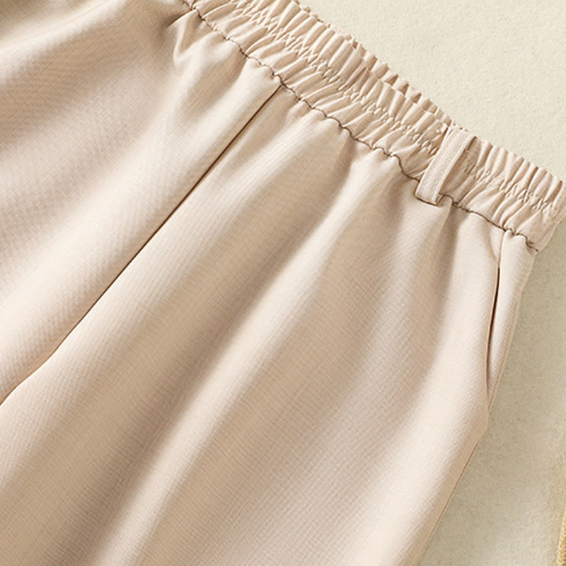 Buddha Stonesヴィンテージ 伸縮性ウエストバンドデザイン ドローストリング レディース コットンパンツ ポケット付き - image 2