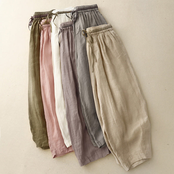 Buddha Stonesヴィンテージ サマー カジュアル カラーマッチング ドローストリング レディース コットンリネン ハーレムパンツ ポケット付き - image 26