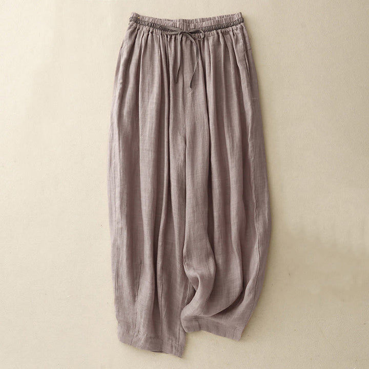 Buddha Stonesヴィンテージ サマー カジュアル カラーマッチング ドローストリング レディース コットンリネン ハーレムパンツ ポケット付き - ロージーブラウン - US8-10，UK/AU12-14，EU40-42 (2XL) - image 23