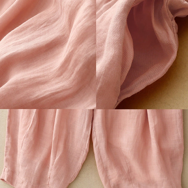 Buddha Stonesヴィンテージ サマー カジュアル カラーマッチング ドローストリング レディース コットンリネン ハーレムパンツ ポケット付き - image 22