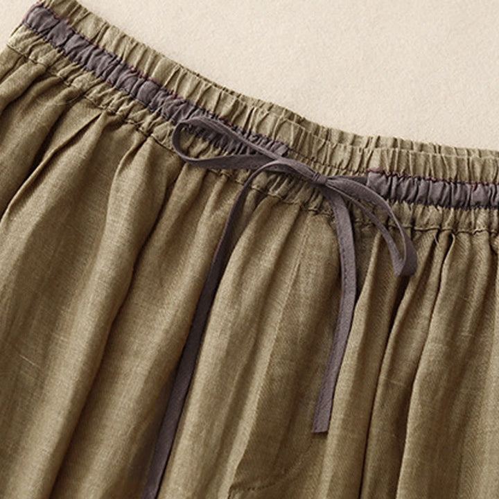 Buddha Stonesヴィンテージ サマー カジュアル カラーマッチング ドローストリング レディース コットンリネン ハーレムパンツ ポケット付き - image 9