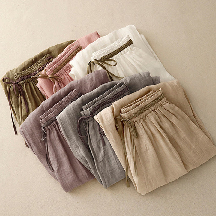 Buddha Stonesヴィンテージ サマー カジュアル カラーマッチング ドローストリング レディース コットンリネン ハーレムパンツ ポケット付き - image 27