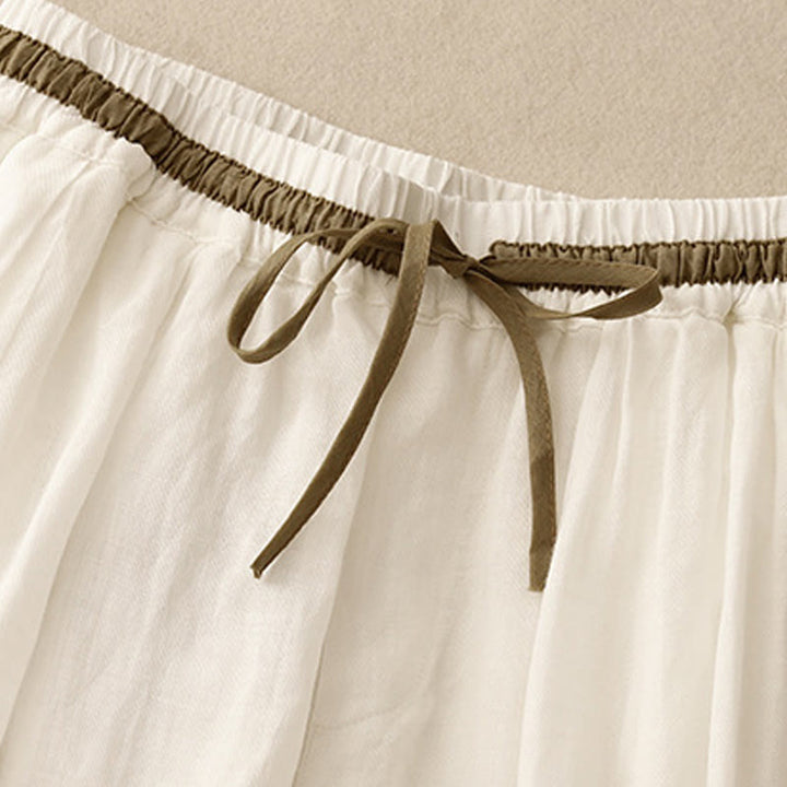 Buddha Stonesヴィンテージ サマー カジュアル カラーマッチング ドローストリング レディース コットンリネン ハーレムパンツ ポケット付き - image 1