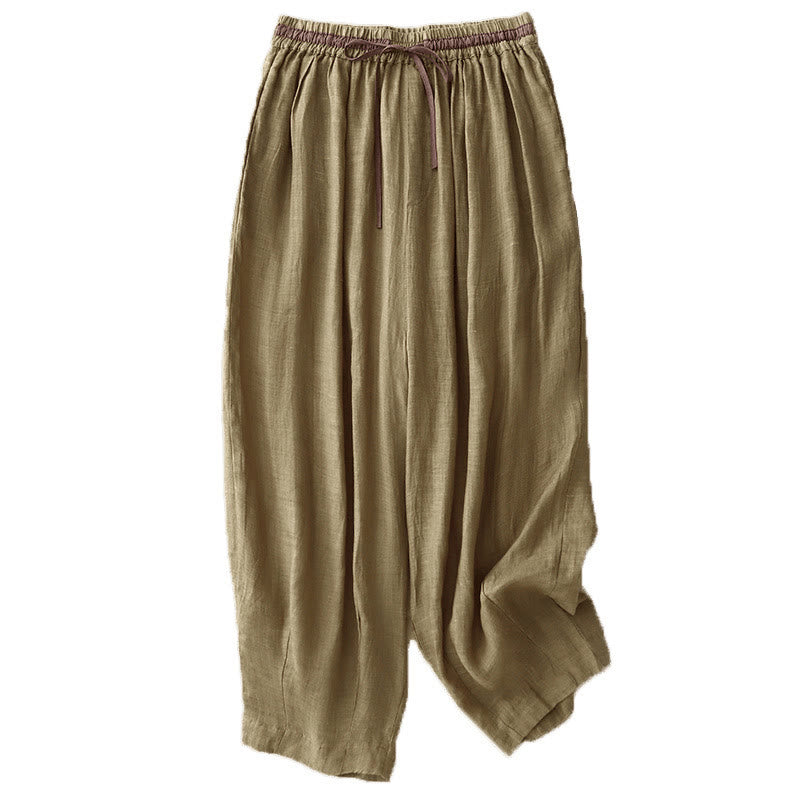 Buddha Stonesヴィンテージ風 夏用 カジュアル カラーマッチング ドローストリング付き レディース ハーレムパンツ ポケット付き - image 12