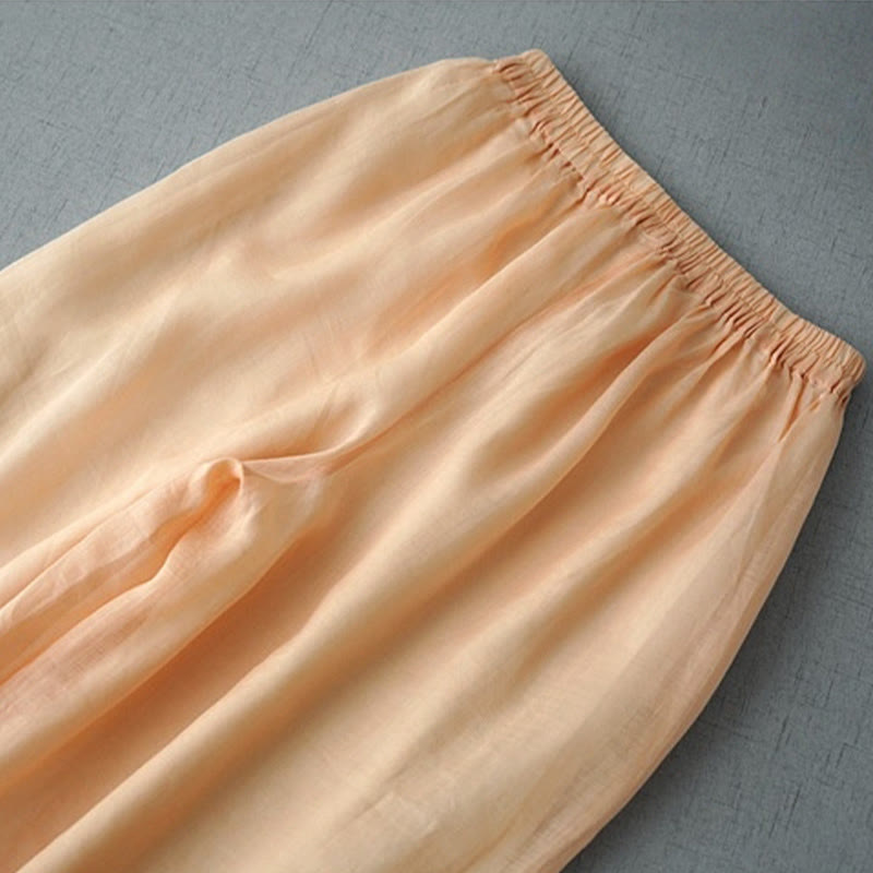 Buddha Stonesカジュアル 無地 ラミー スリット 7-8丈 レディース ワイドレッグパンツ ポケット付き - image 6