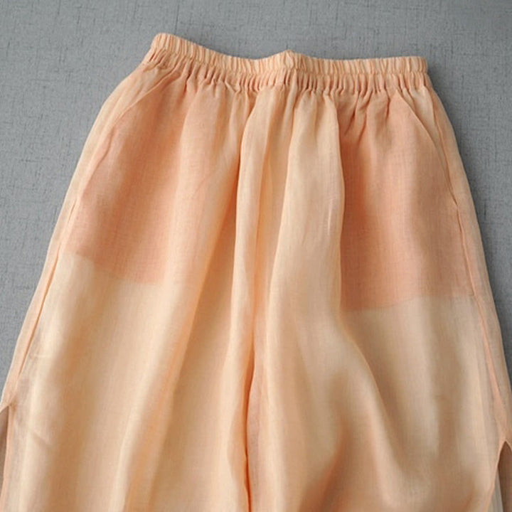 Buddha Stonesカジュアル 無地 ラミー スリット 7-8丈 レディース ワイドレッグパンツ ポケット付き - image 5