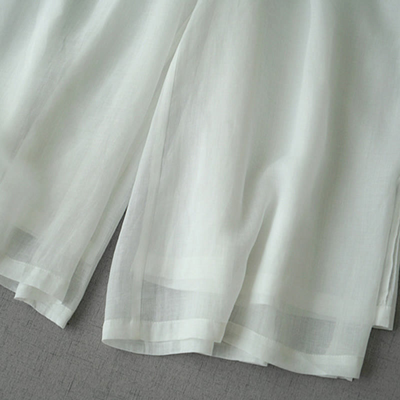 Buddha Stonesカジュアル 無地 ラミー スリット 7-8丈 レディース ワイドレッグパンツ ポケット付き - image 14