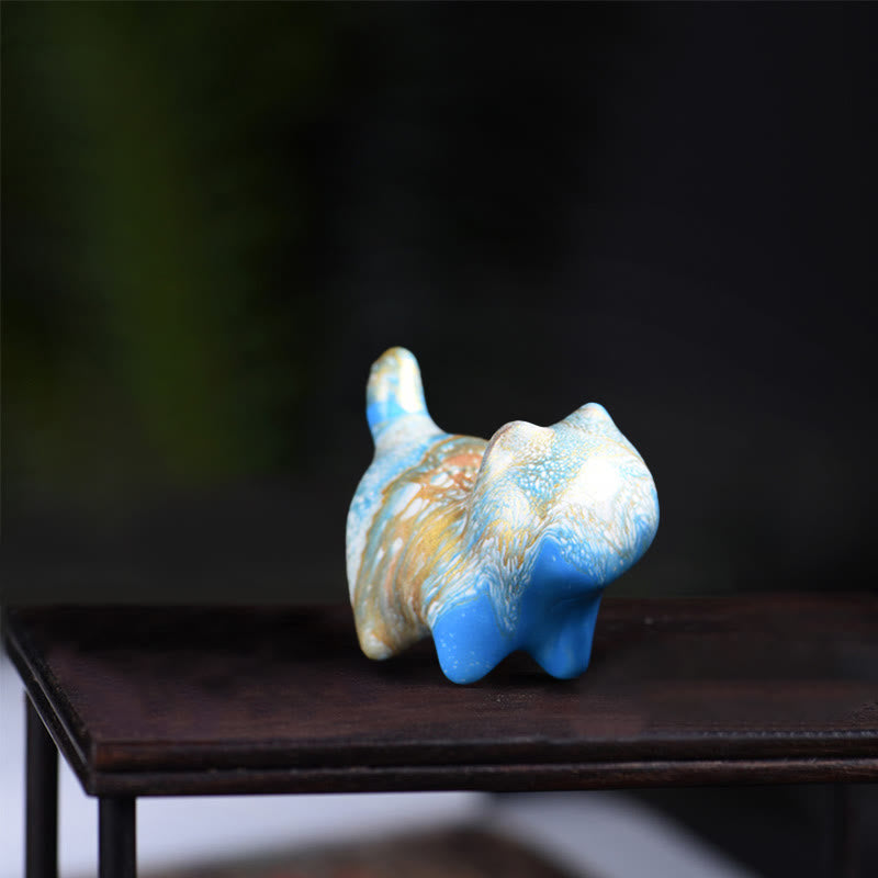Buddha Stonesミニかわいい猫黒檀漆工芸平和装飾 - 青（ランダムな青色） - image 8