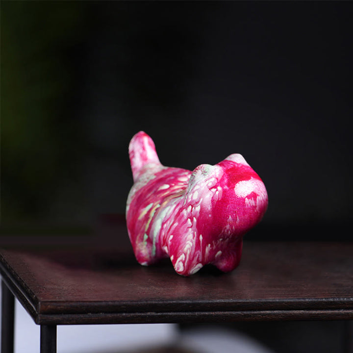 Buddha Stonesミニかわいい猫黒檀漆工芸平和装飾 - 赤（ランダムな赤色） - image 3