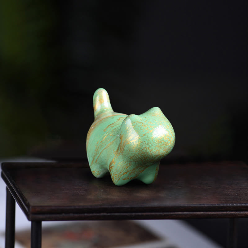Buddha Stonesミニかわいい猫黒檀漆工芸平和装飾 - 緑（ランダムな緑色） - image 10