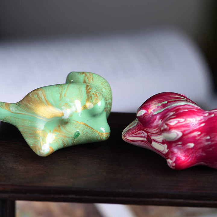 Buddha Stonesミニかわいい猫黒檀漆工芸平和装飾 - image 11
