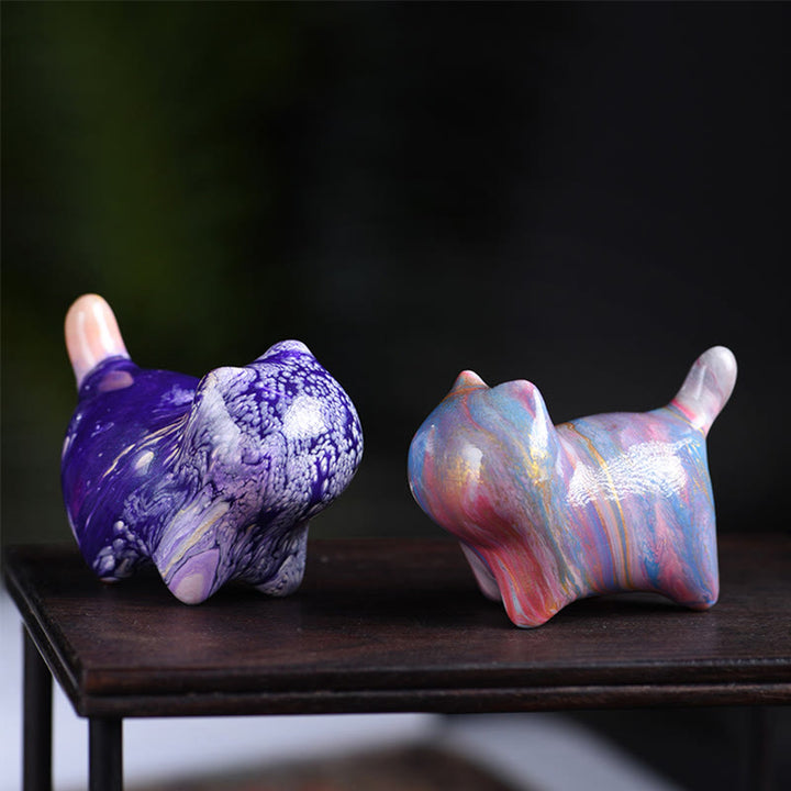 Buddha Stonesミニかわいい猫黒檀漆工芸平和装飾 - image 14