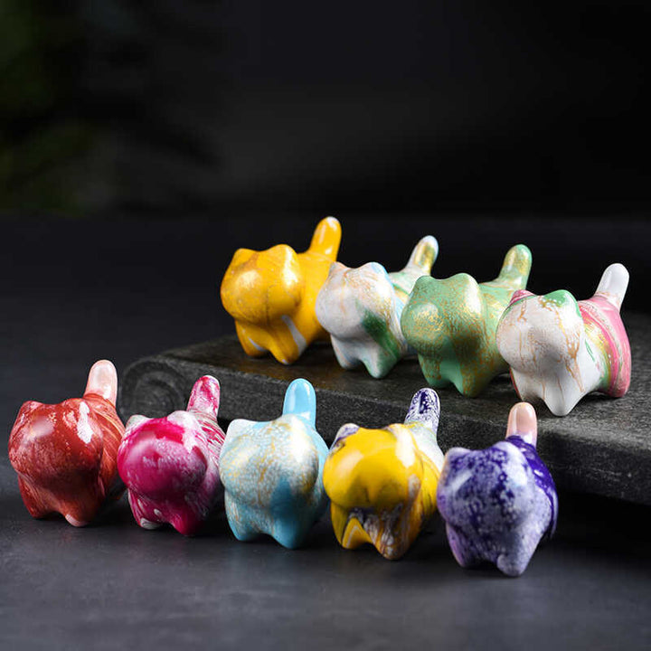 Buddha Stonesミニかわいい猫黒檀漆工芸平和装飾 - image 17