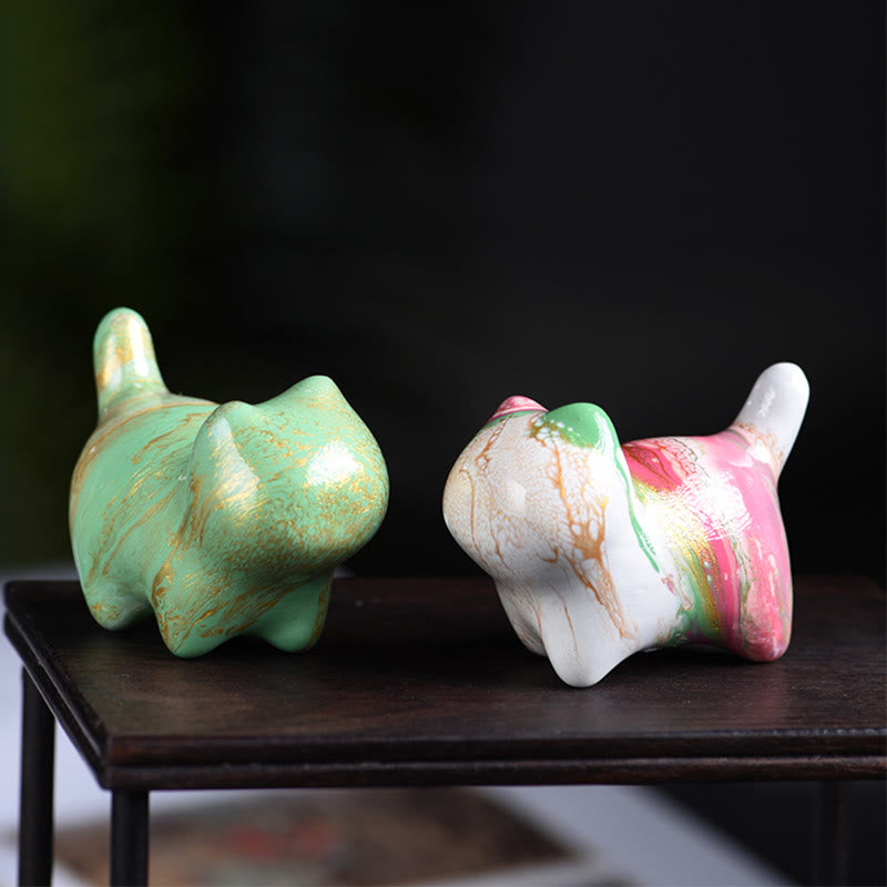 Buddha Stonesミニかわいい猫黒檀漆工芸平和装飾 - image 1