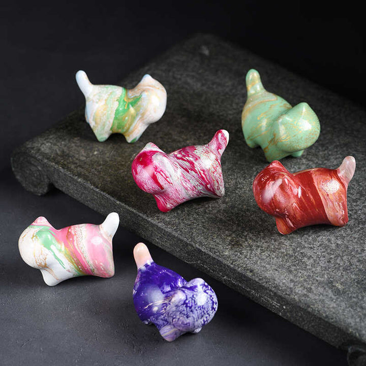 Buddha Stonesミニかわいい猫黒檀漆工芸平和装飾 - image 16