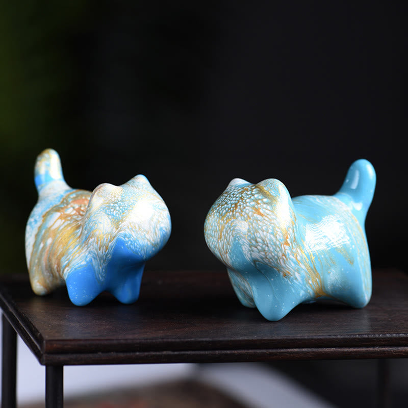 Buddha Stonesミニかわいい猫黒檀漆工芸平和装飾 - image 8