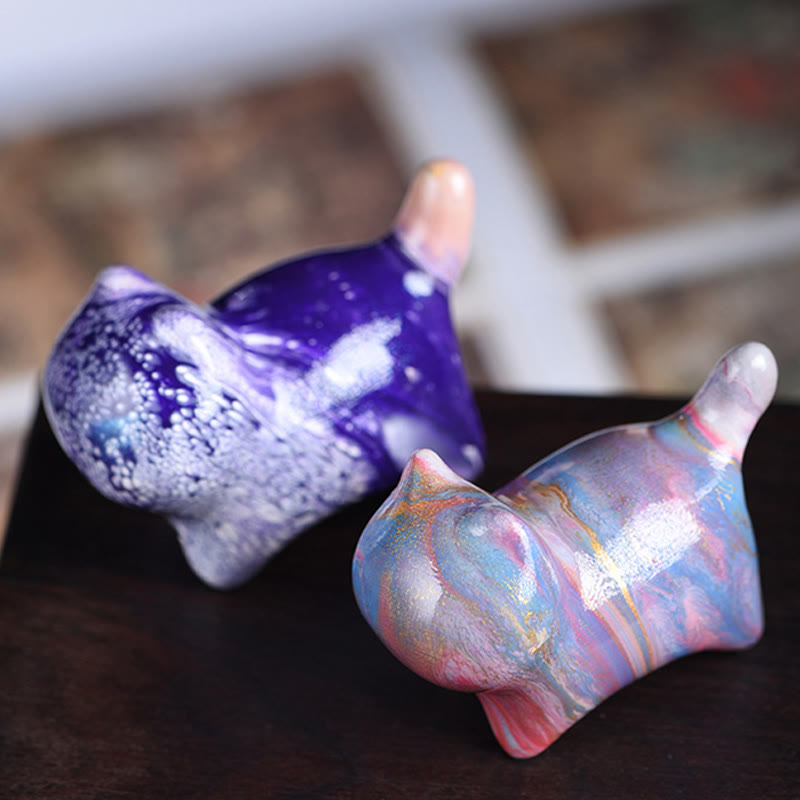 Buddha Stonesミニかわいい猫黒檀漆工芸平和装飾 - image 14