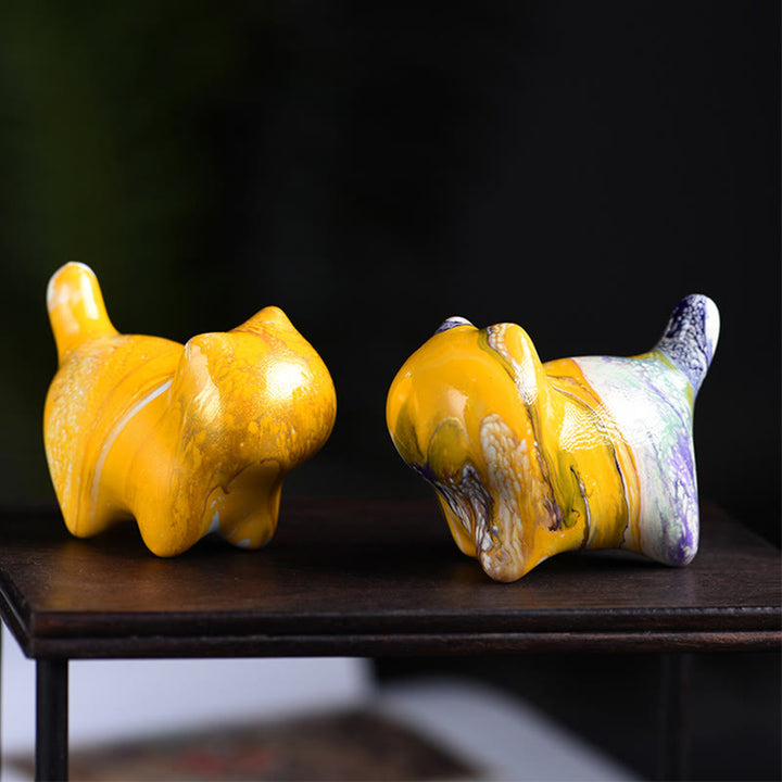 Buddha Stonesミニかわいい猫黒檀漆工芸平和装飾 - image 7