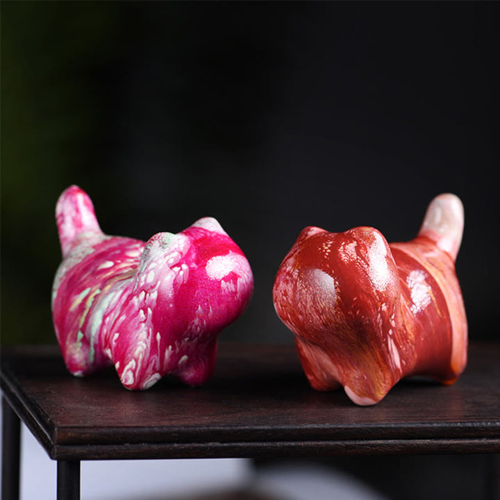 Buddha Stonesミニかわいい猫黒檀漆工芸平和装飾 - image 4