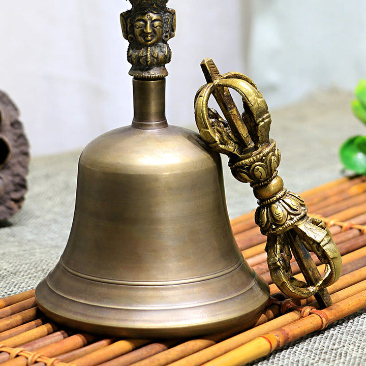 Buddha Stones2個入り 手作り チベット 瞑想ベル ヴァジュラ ドルジェ 銅製 強度装飾セット