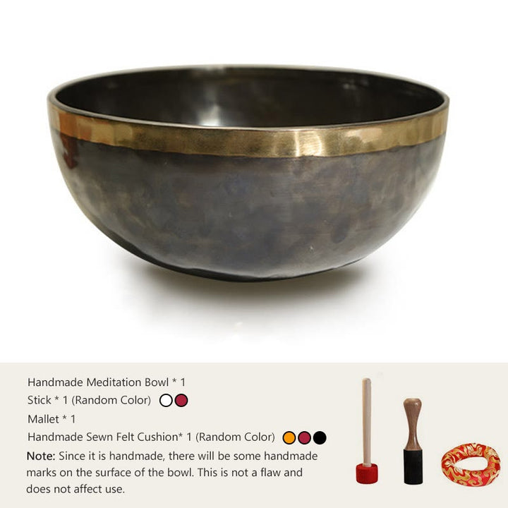 Buddha Stones 手作りのネパール製シンギングボウル シンプルな模様 ヒーリングと瞑想のためのサウンドボウルセット - 11.42～11.81インチ（29～ CM） - image 10