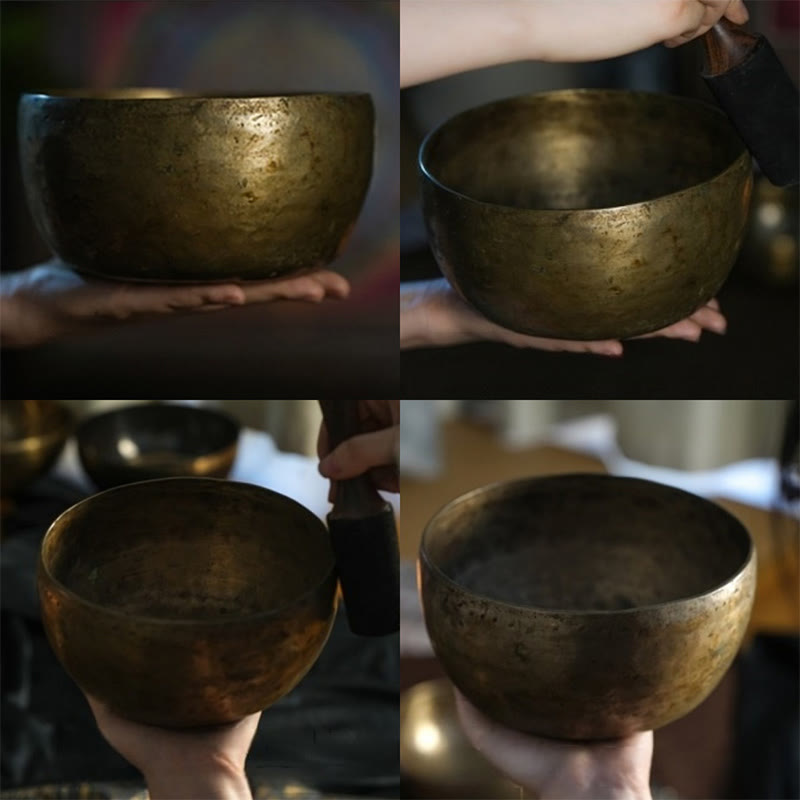 Buddha Stones 手作りのネパール製シンギングボウル シンプルな模様 ヒーリングと瞑想のためのサウンドボウルセット - image 14