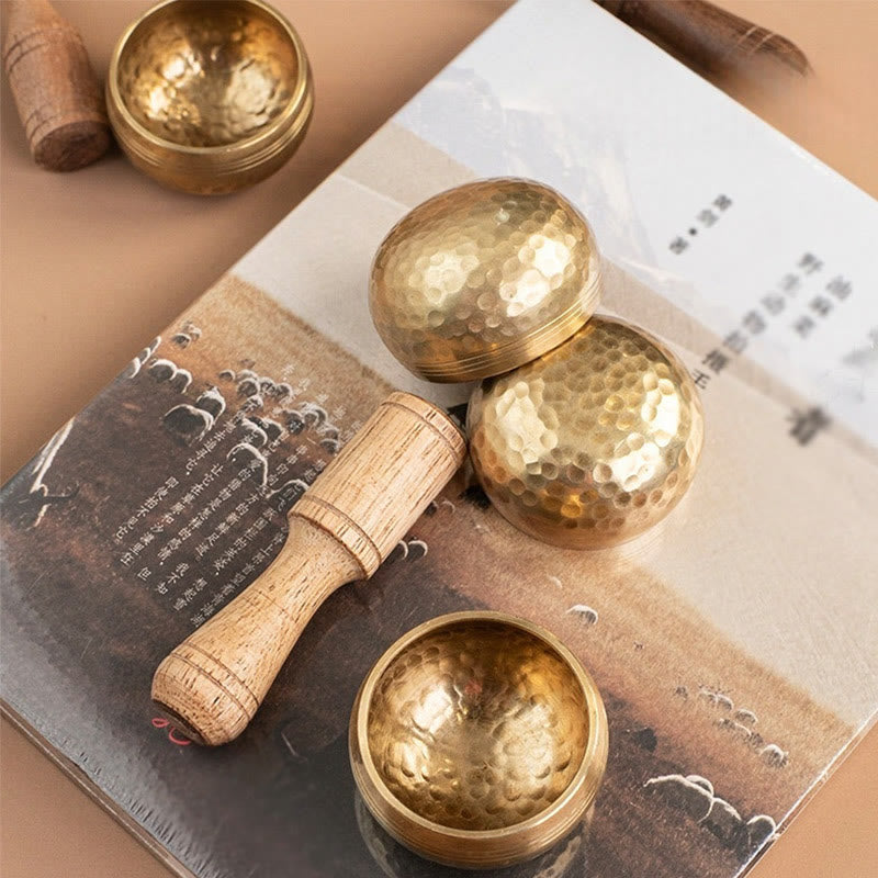 Buddha Stones 手作りのミニシンギングボウル（ヒーリングと瞑想用）サウンドボウルセット 1.57×0.98インチ - image 6