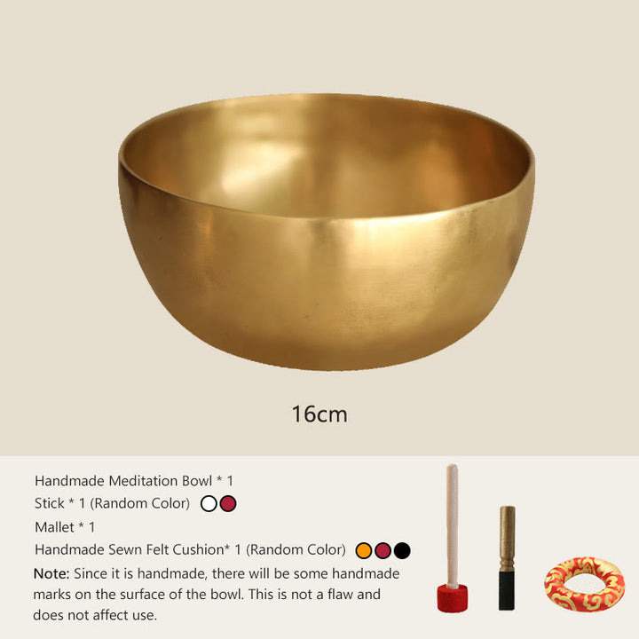 Buddha Stones ネパール製ハンドメイドゴールデンシンギングボウル シンプルなデザイン ヒーリングと瞑想のためのサウンドボウルセット - 6.3インチ ( CM) - image 5