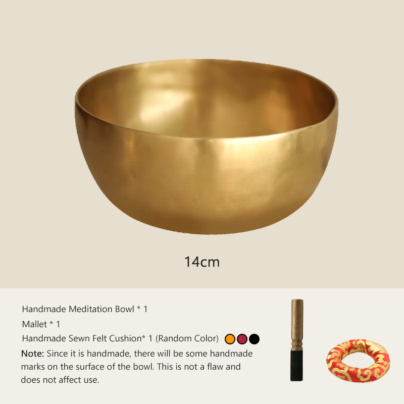 Buddha Stones ネパール製ハンドメイドゴールデンシンギングボウル シンプルなデザイン ヒーリングと瞑想のためのサウンドボウルセット - 5.51インチ ( CM) - image 4