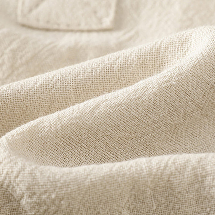 Buddha Stones夏 カジュアル 純色 ハーフボタン シンプルデザイン レディース コットンリネン 半袖シャツ ポケット付き - image 4