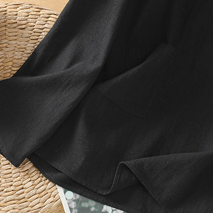 Buddha Stones夏 カジュアル 純色 ハーフボタン シンプルデザイン レディース コットンリネン 半袖シャツ ポケット付き - image 18