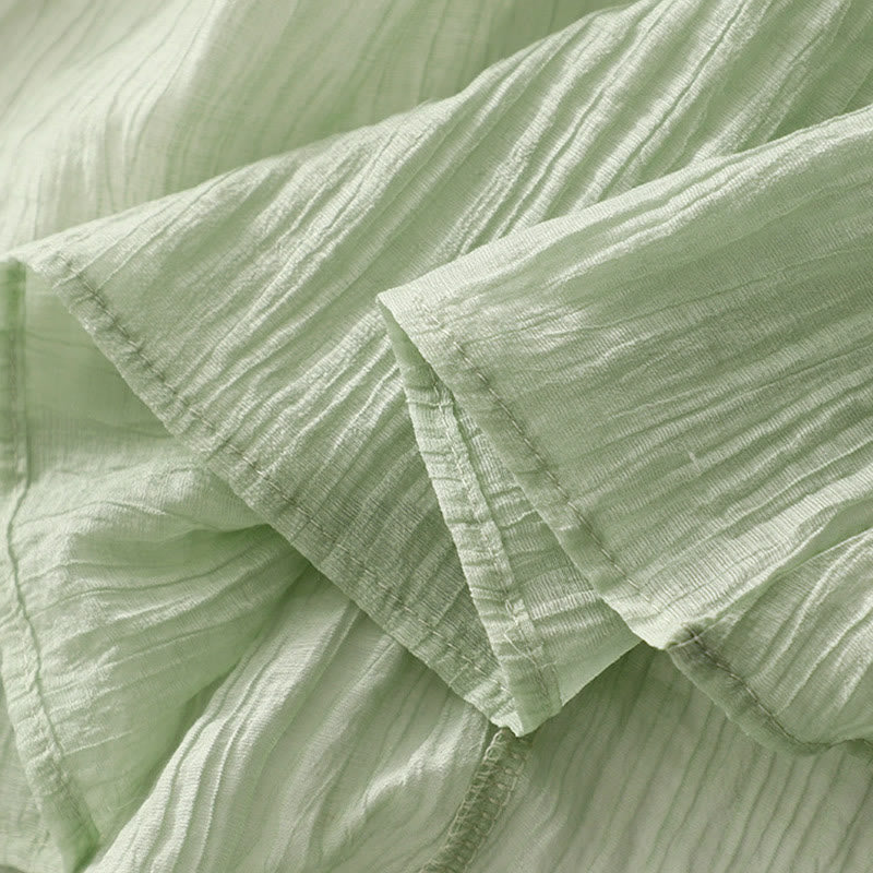 Buddha Stonesサマーカジュアル 無地刺繍 ダブルレイヤー 半袖 コットンリネン ミディドレス - image 6