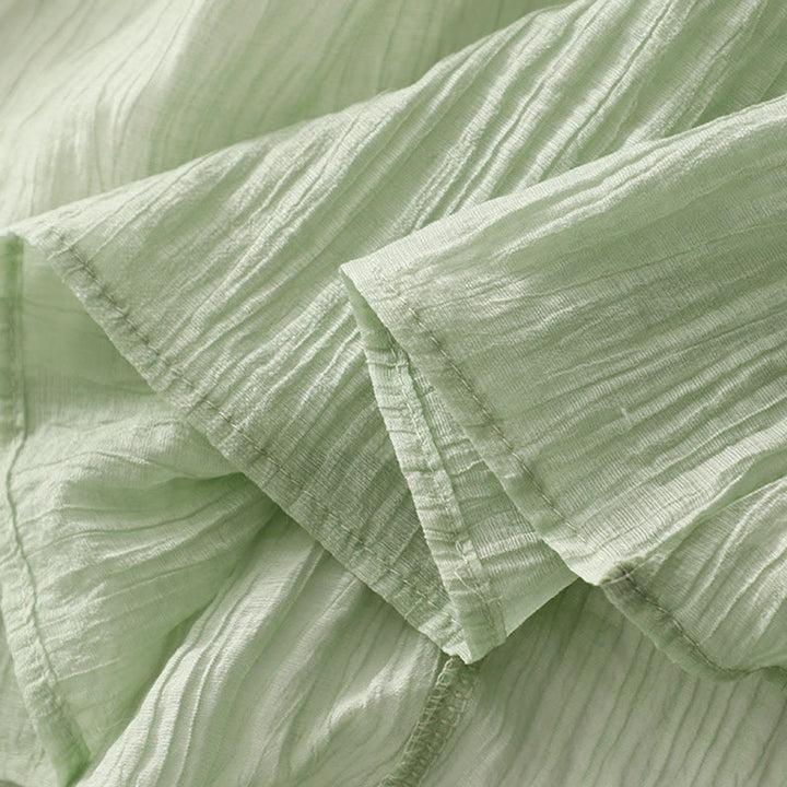 Buddha Stonesサマーカジュアル 無地刺繍 ダブルレイヤー 半袖 コットンリネン ミディドレス - image 6