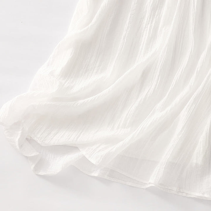 Buddha Stonesサマーカジュアル 無地刺繍 ダブルレイヤー 半袖 コットンリネン ミディドレス - image 30