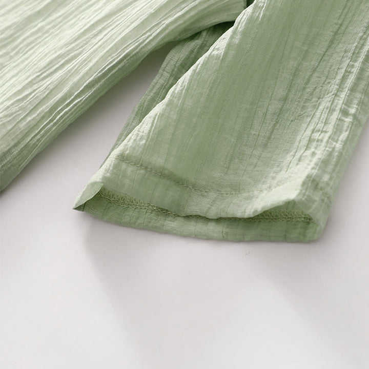 Buddha Stonesサマーカジュアル 無地刺繍 ダブルレイヤー 半袖 コットンリネン ミディドレス - image 4