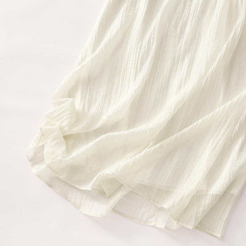 Buddha Stonesサマーカジュアル 無地刺繍 ダブルレイヤー 半袖 コットンリネン ミディドレス - image 19