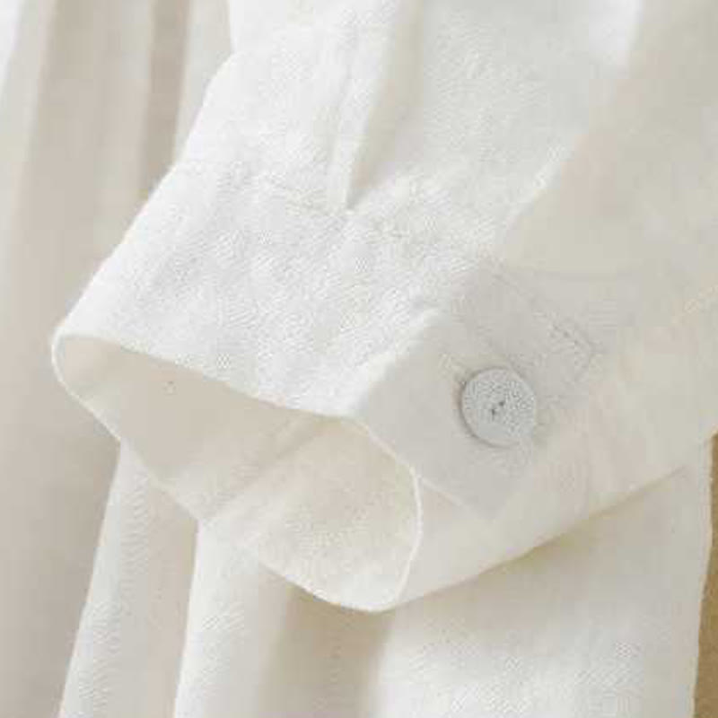 Buddha Stonesレトロ 無地 ドローストリング カエルボタンデザイン 長袖 コットンリネン ミディドレス ポケット付き - image 12