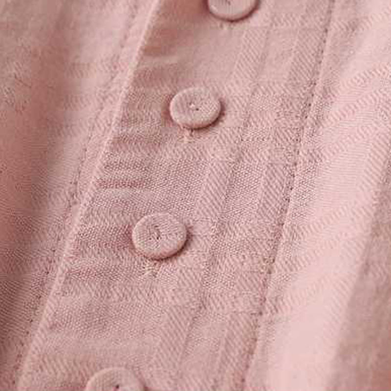 Buddha Stonesレトロ 無地 ドローストリング カエルボタンデザイン 長袖 コットンリネン ミディドレス ポケット付き - image 21