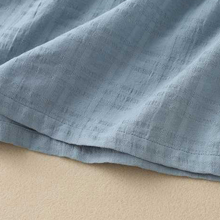 Buddha Stonesレトロ 無地 ドローストリング カエルボタンデザイン 長袖 コットンリネン ミディドレス ポケット付き - image 5