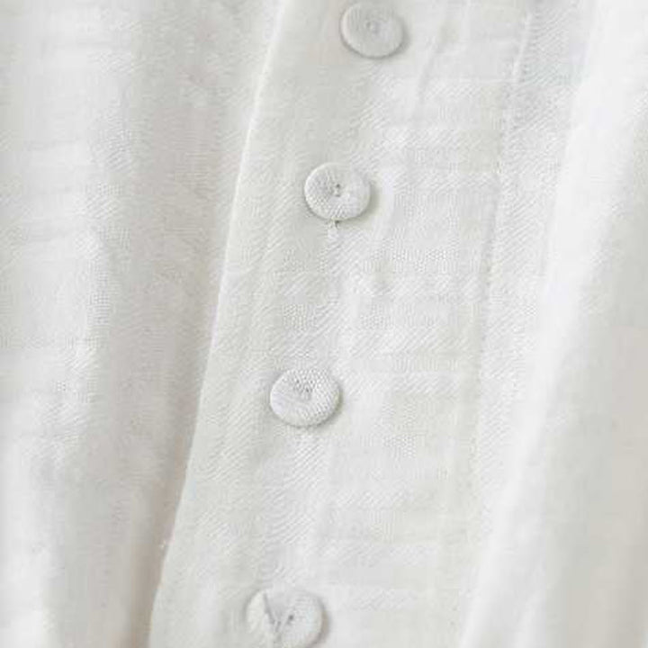 Buddha Stonesレトロ 無地 ドローストリング カエルボタンデザイン 長袖 コットンリネン ミディドレス ポケット付き - image 11