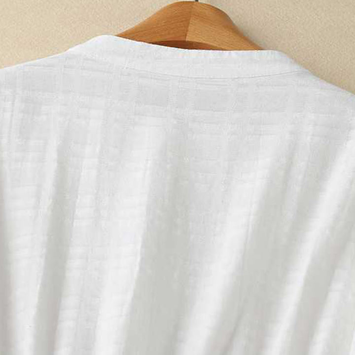 Buddha Stonesレトロ 無地 ドローストリング カエルボタンデザイン 長袖 コットンリネン ミディドレス ポケット付き - image 9