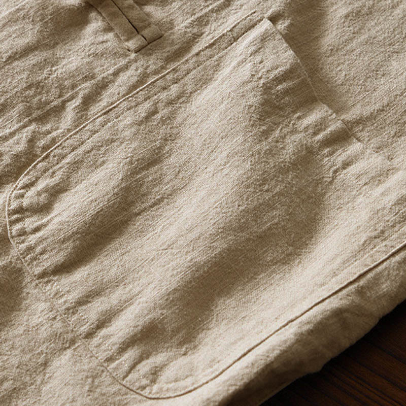 Buddha Stones メンズ コットンリネン素材 中国唐装風 カエルボタン付き ジャケットタイプシャツ ポケットあり - image 28