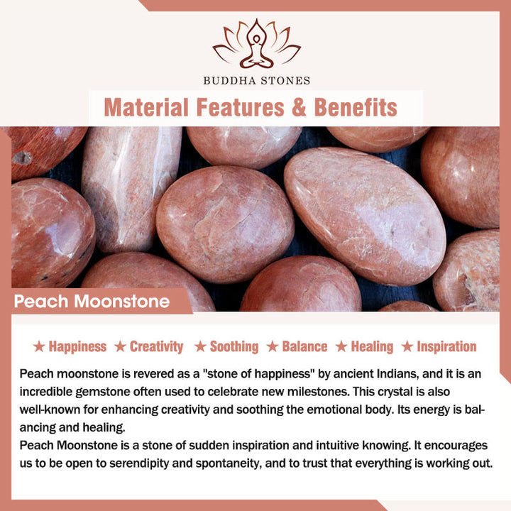 Buddha Stones 中空つるデザイン ピーチムーンストーン 調節可能幸せリング - image 5