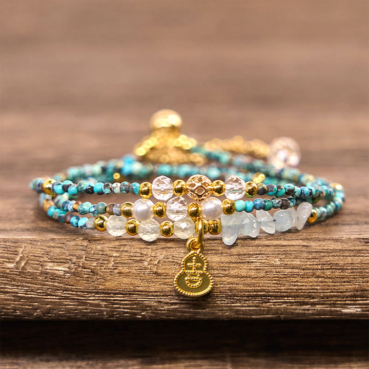 Buddha Stonesターコイズビーズ ストレングス トリプルラップブレスレット