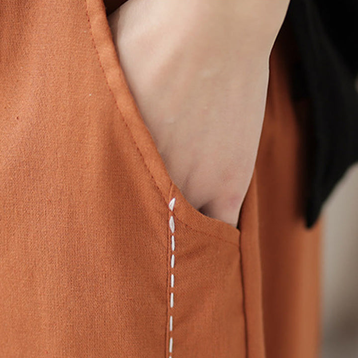 Buddha Stonesカジュアル 春 無地 パッチワークデザイン レディース コットン リネン 伸縮性ウエストバンド ハーレムパンツ ポケット付き - image 14