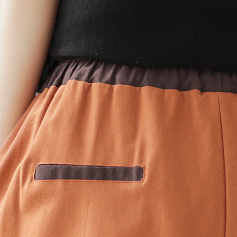 Buddha Stonesカジュアル 春 無地 パッチワークデザイン レディース コットン リネン 伸縮性ウエストバンド ハーレムパンツ ポケット付き - image 13