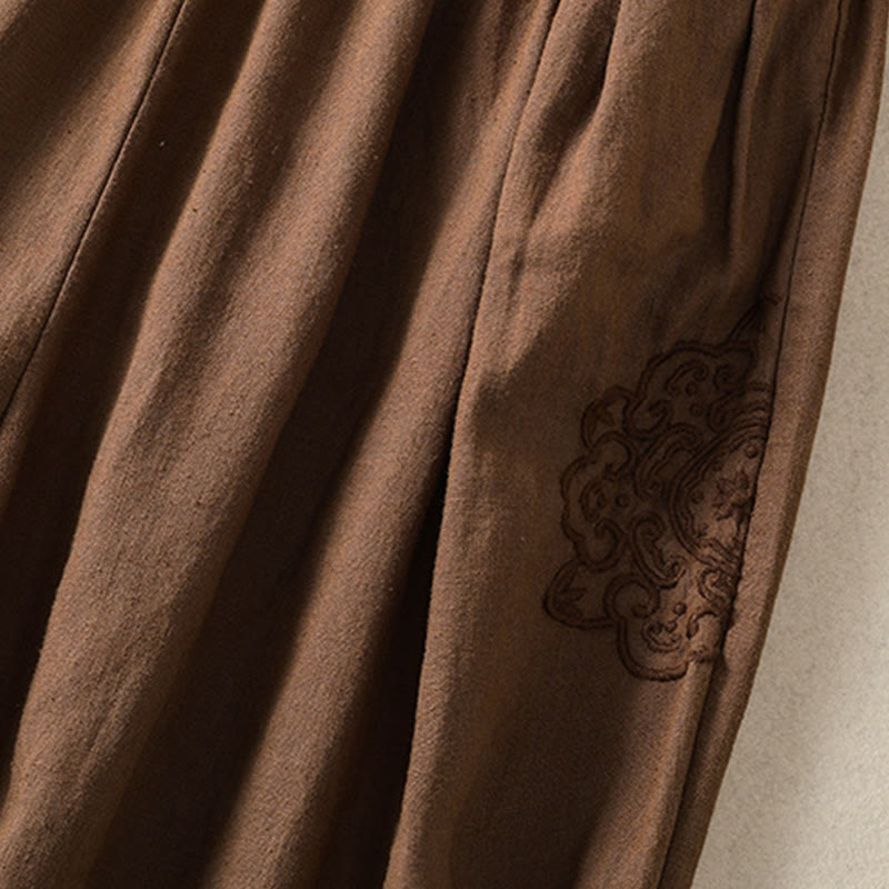 Buddha Stonesカジュアル刺繍 レディース コットンリネン 7-8丈 ハーレムパンツ ポケット付き - image 27