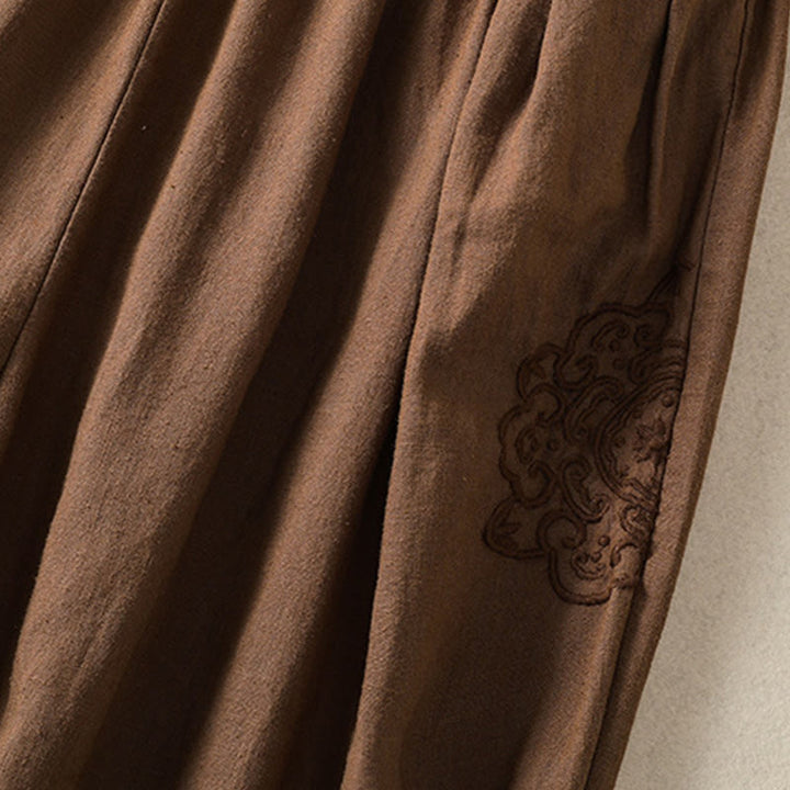 Buddha Stonesカジュアル刺繍 レディース コットンリネン 7-8丈 ハーレムパンツ ポケット付き - image 27